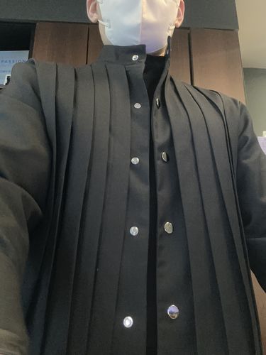 Customer photo review of Pleated Stand Collar Jacket