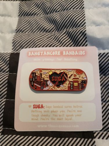 Customer photo review of BTS Bangtancore Bandaid Enamel Pins