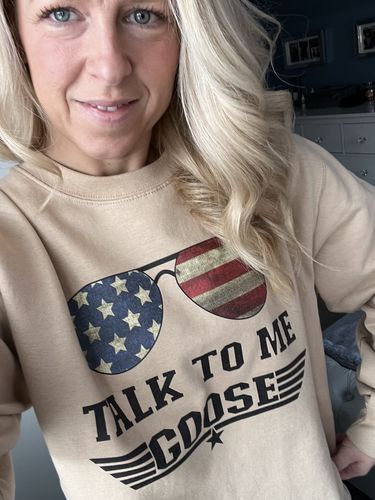 Customer photo review of Top Gun Talk To Me Goose Sweatshirt