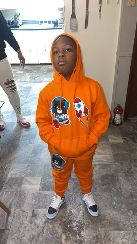 Customer photo review of Men RARE Camo Baby Blue Chenille Crew Neck and Cotton Shorts Set - White Tees / Carolina Blue Shorts