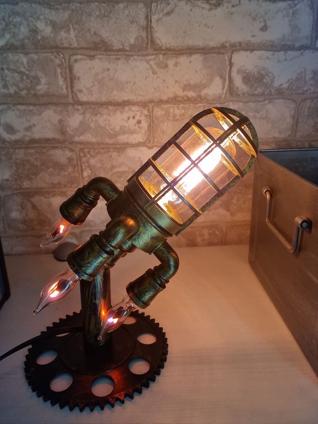 Customer photo review of Steampunk Rocket Lamp