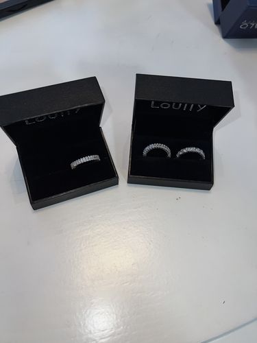 Customer photo review of Louily Classic Emerald Cut Women's Wedding Band for Gifts