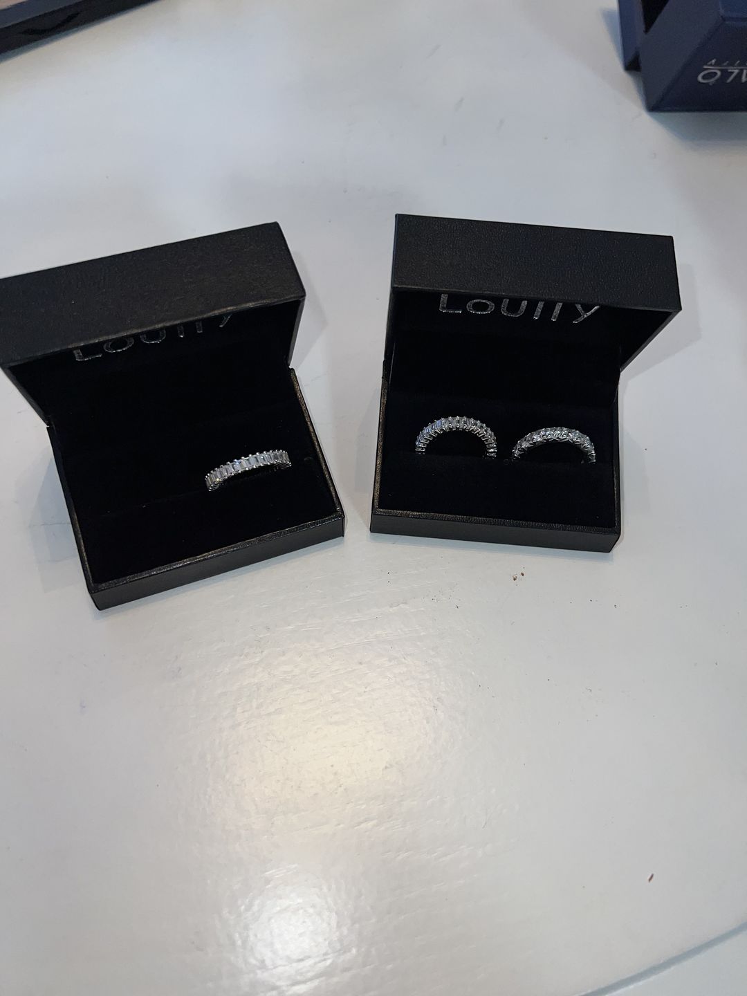 Customer photo review of Louily Classic Emerald Cut Women's Wedding Band for Gifts