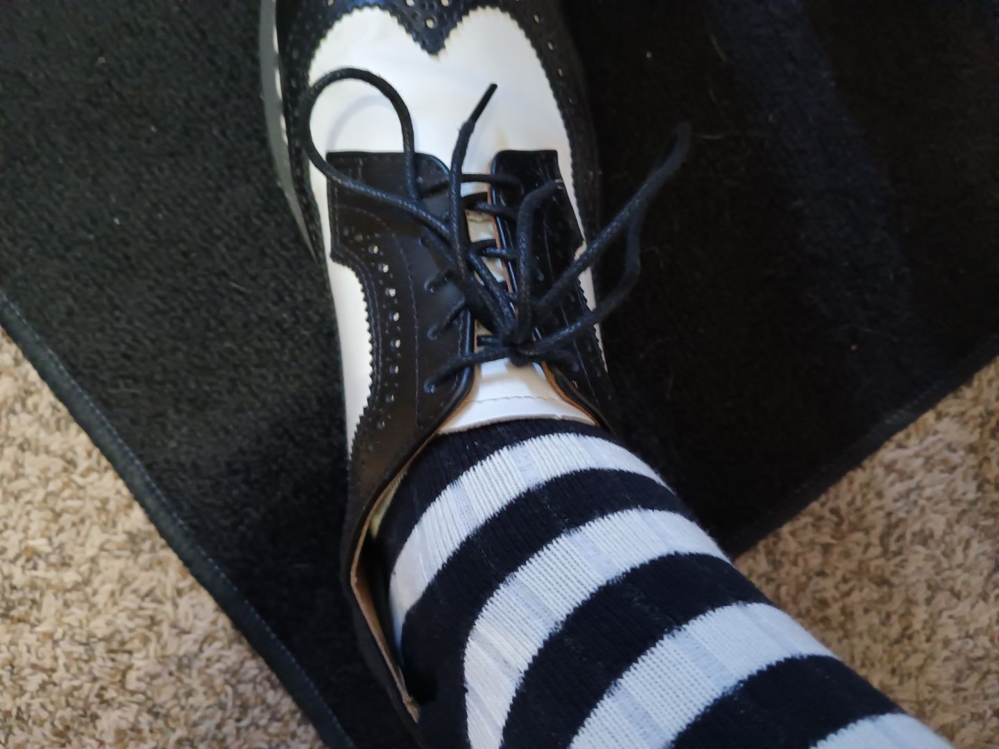 Customer photo review of Retro Striped Cotton Socks - Black/White