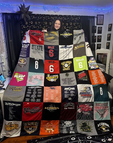 T-shirt quilt featuring butler lions, a-central knights by Michele from IL