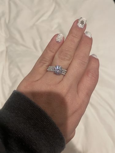 Customer photo review of 3PC Wedding Ring Set  2.0 Ct Round Cut With 2PC Full Enternity Wedding Band