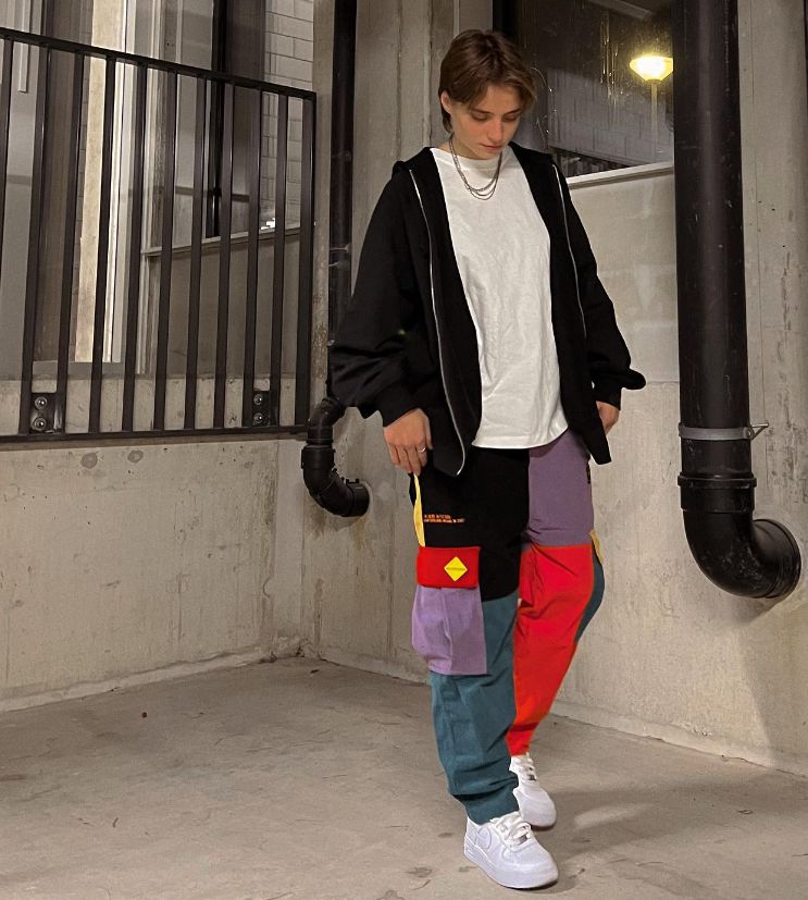 Customer photo review of Aelfric Eden "Back to 90's" Patchwork Color Block Corduroy Pants