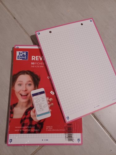 Avis photo d'un client sur Fiches de révision REVISION 2.0 OXFORD # 50 fiches 14,8 x 21 cm - petits carreaux