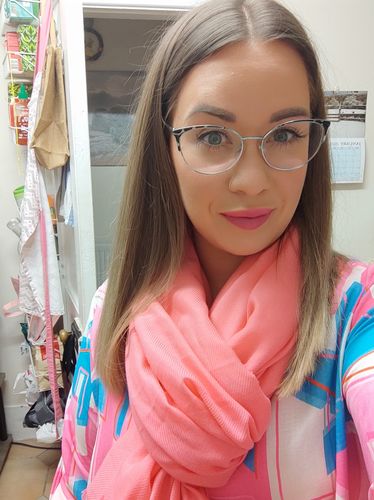 Customer photo review of Niamh Fuchsia Abstract Print Blouse