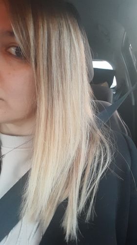 Customer photo review of Notre soin éclaircissant pour des cheveux rayonnants en moins de 5 minutes