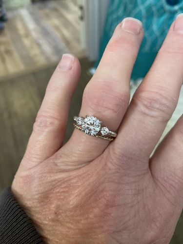 Customer photo review of 3-Stone Woven 2ct CZ Ring in Sterling Silver