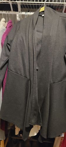 Customer photo review of Drapey Open Cardigan with Dolman Sleeves in Black