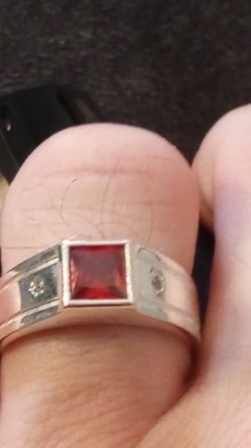 Customer photo review of Solid 925 Silver Men's Diamond Ring with Faceted Gemstone
