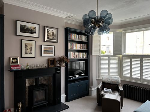 Customer photo review of Modern Blue Glass Frosted Bubble Sputnik Chandelier