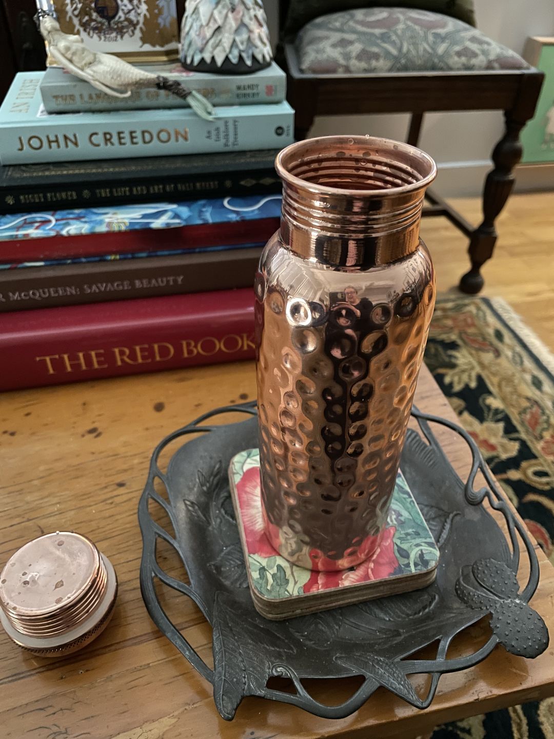 Customer photo review of Hammered Pure Copper Water Bottle