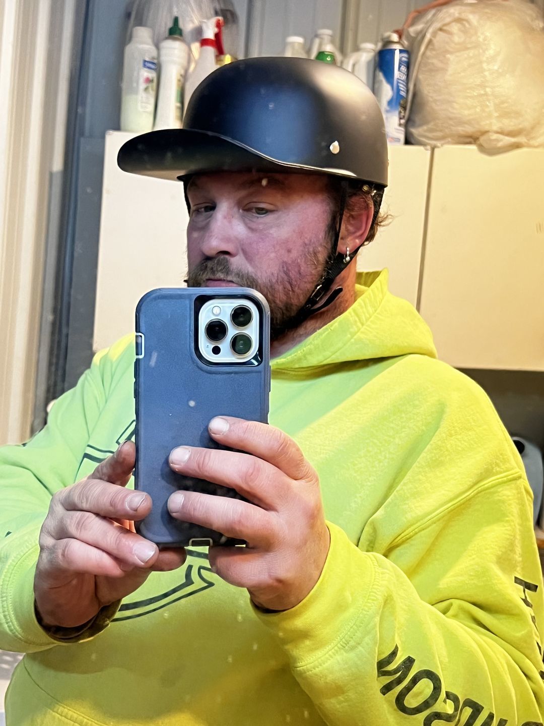 Customer photo review of Baseball Cap DOT Motorcycle Helmet / Matte Black