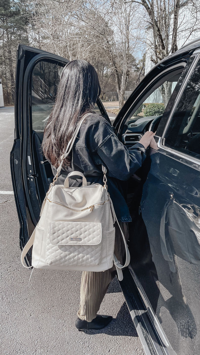 Customer photo review of Monaco Diaper Bag | Pearl White