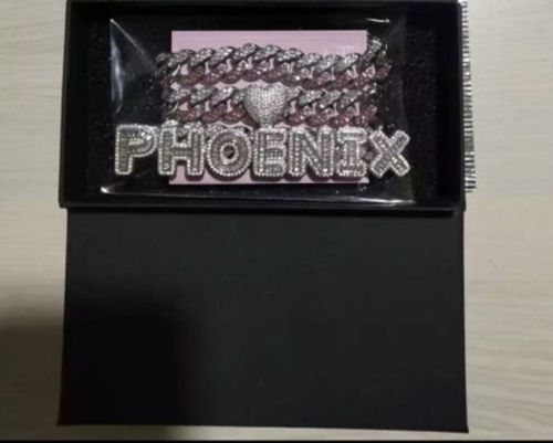 Customer photo review of Pink & Silver Cuban Chains