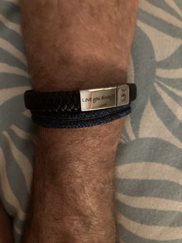 Customer photo review of Men's Personalised Message Bracelet