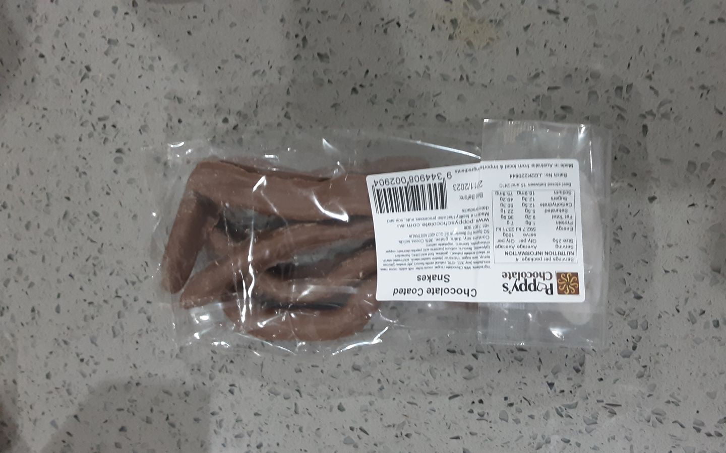Customer photo review of Milk Chocolate Coated Snakes 100g