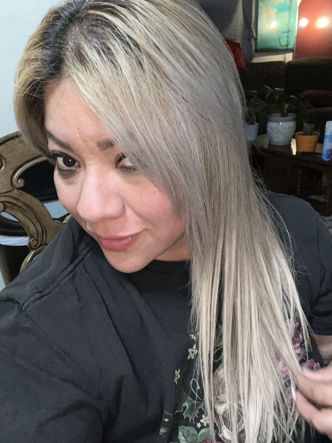 Customer photo review of Full Shine Clip in Extensions 100% Remy Human Hair Balayage (#8/60/18)