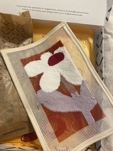 Customer photo review of Sunny Sunday Needlepoint Sunglasses Case Kit
