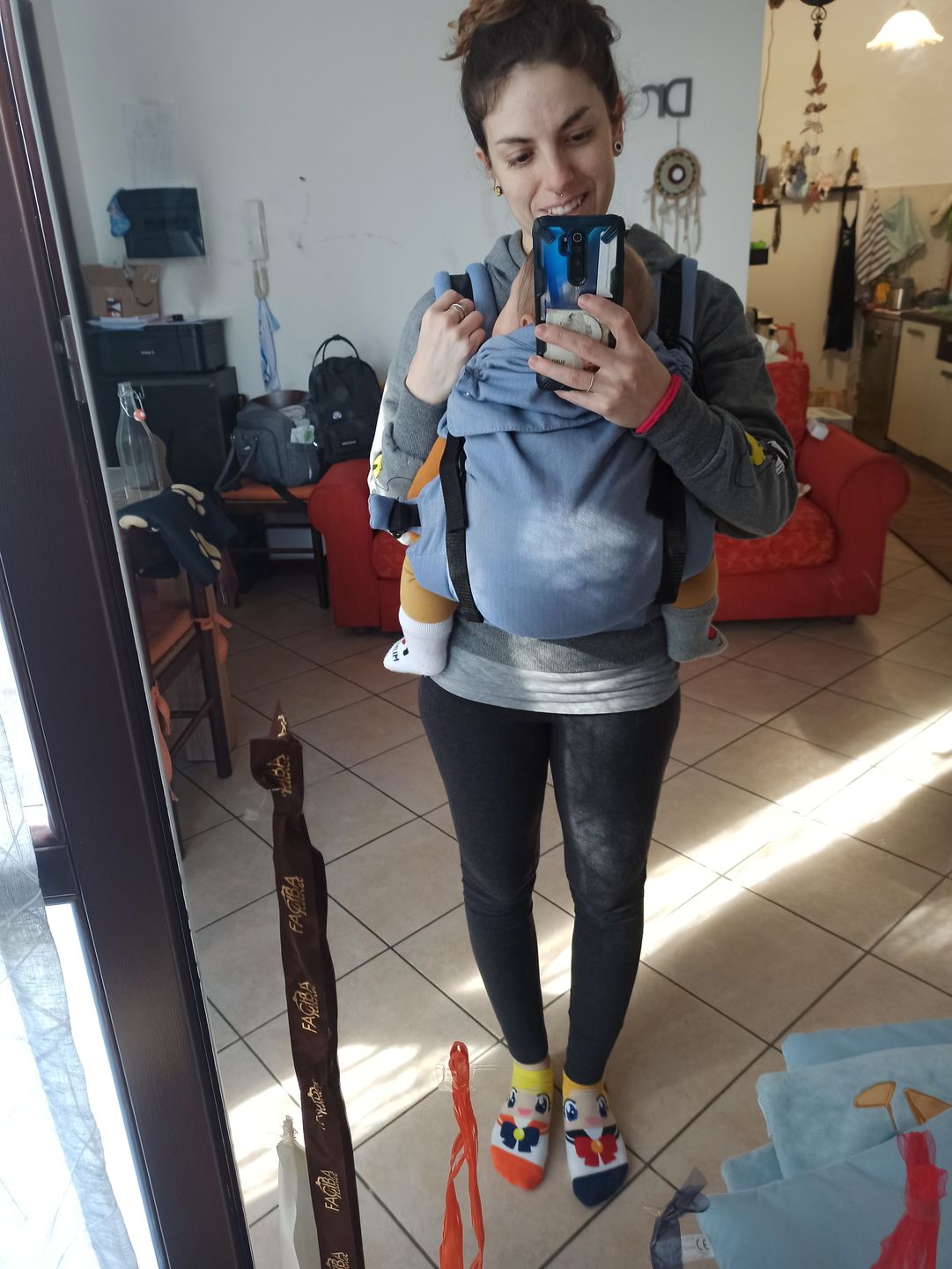 Customer photo review of Marsupio kinder hop GROW Cotone di Fascia tinta unita