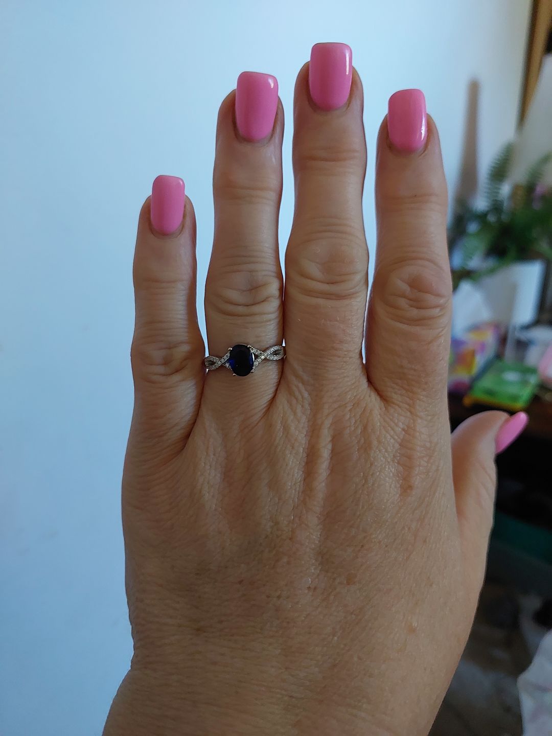 Customer photo review of Oval Birthstone Infinity Pave Sterling Silver Ring