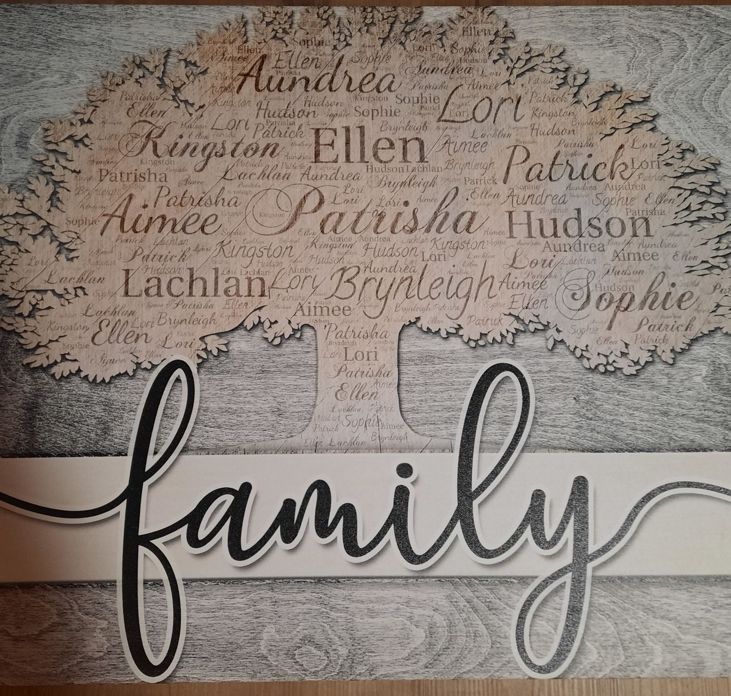 Customer photo review of Personalized Names on Tree "Family" Premium Canvas
