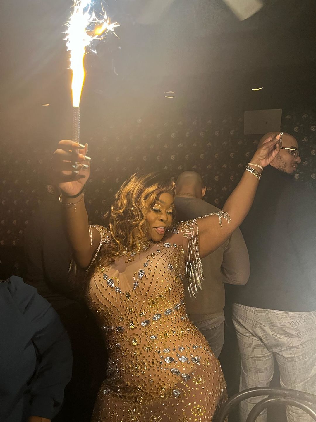 Customer photo review of Libra Diamante Gold Tassel Dress