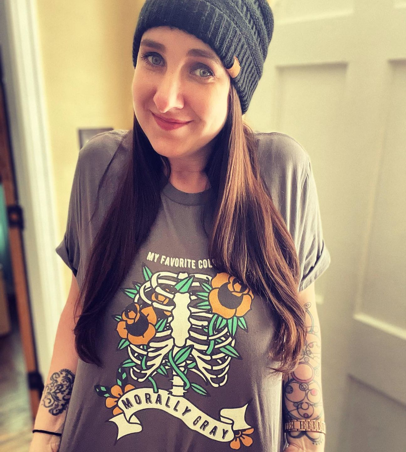 Customer photo review of my favorite color is morally gray t-shirt