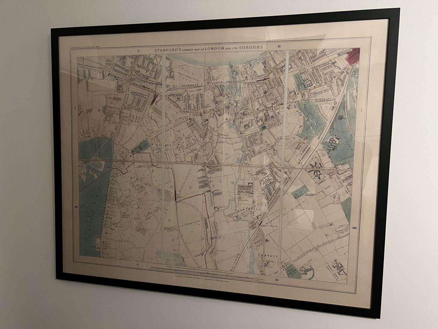 Customer photo review of Old Colour Map of South London, 1891 - Wandsworth, Wimbledon, Putney, Earlsfield, River Wandle - SW15, SW18, SW19
