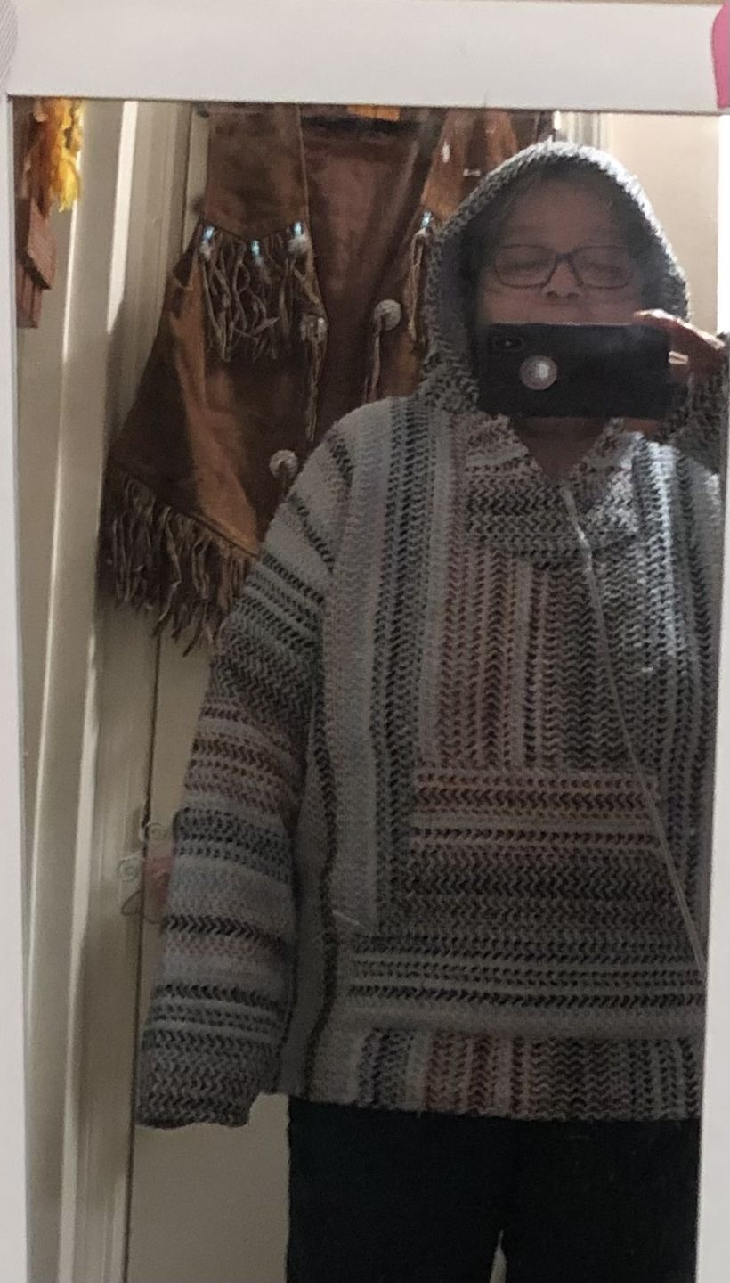 Customer photo review of Classic Stripe Terracotta Baja Hoodie