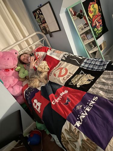 T-shirt quilt featuring baltimore ravens, cavalier by Brandy from MD