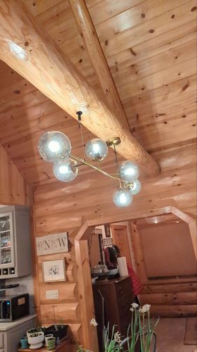 Customer photo review of 6-light Glass Globe Linear Chandelier
