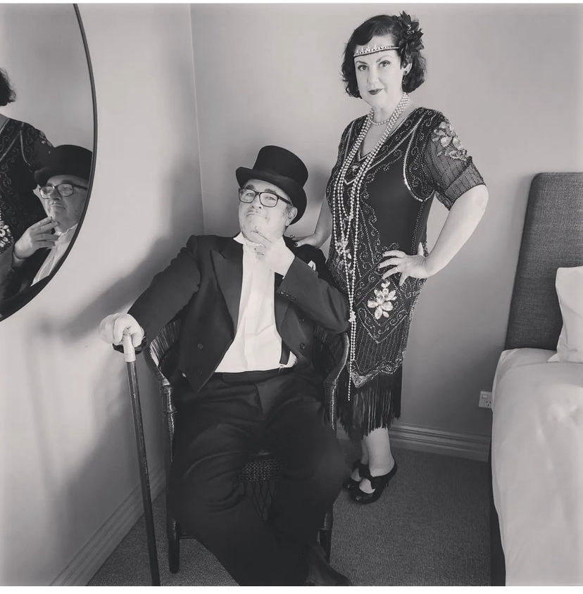 Customer photo review of 1920s Black & Gold Evelyn Plus Size Gatsby Dress