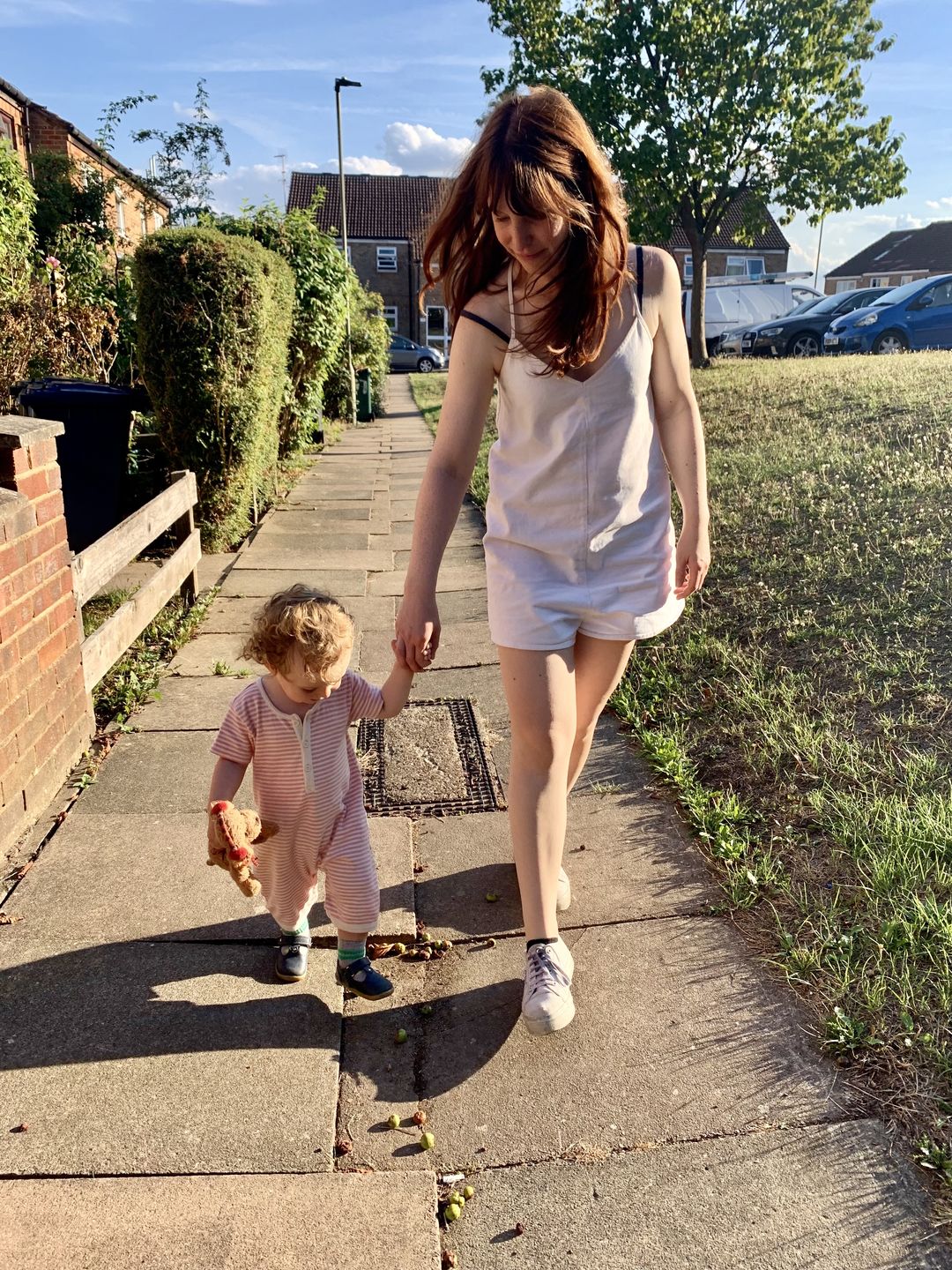 Customer photo review of Pink Striped Organic Shortie Romper