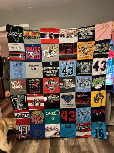 T-shirt quilt featuring hitmen by Steven from IL