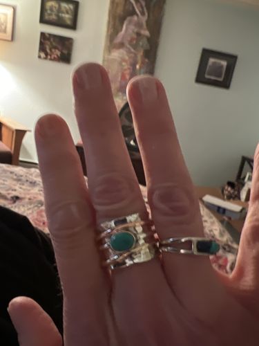 Customer photo review of Sterling Silver Turquoise Ring with Spinning  Bands