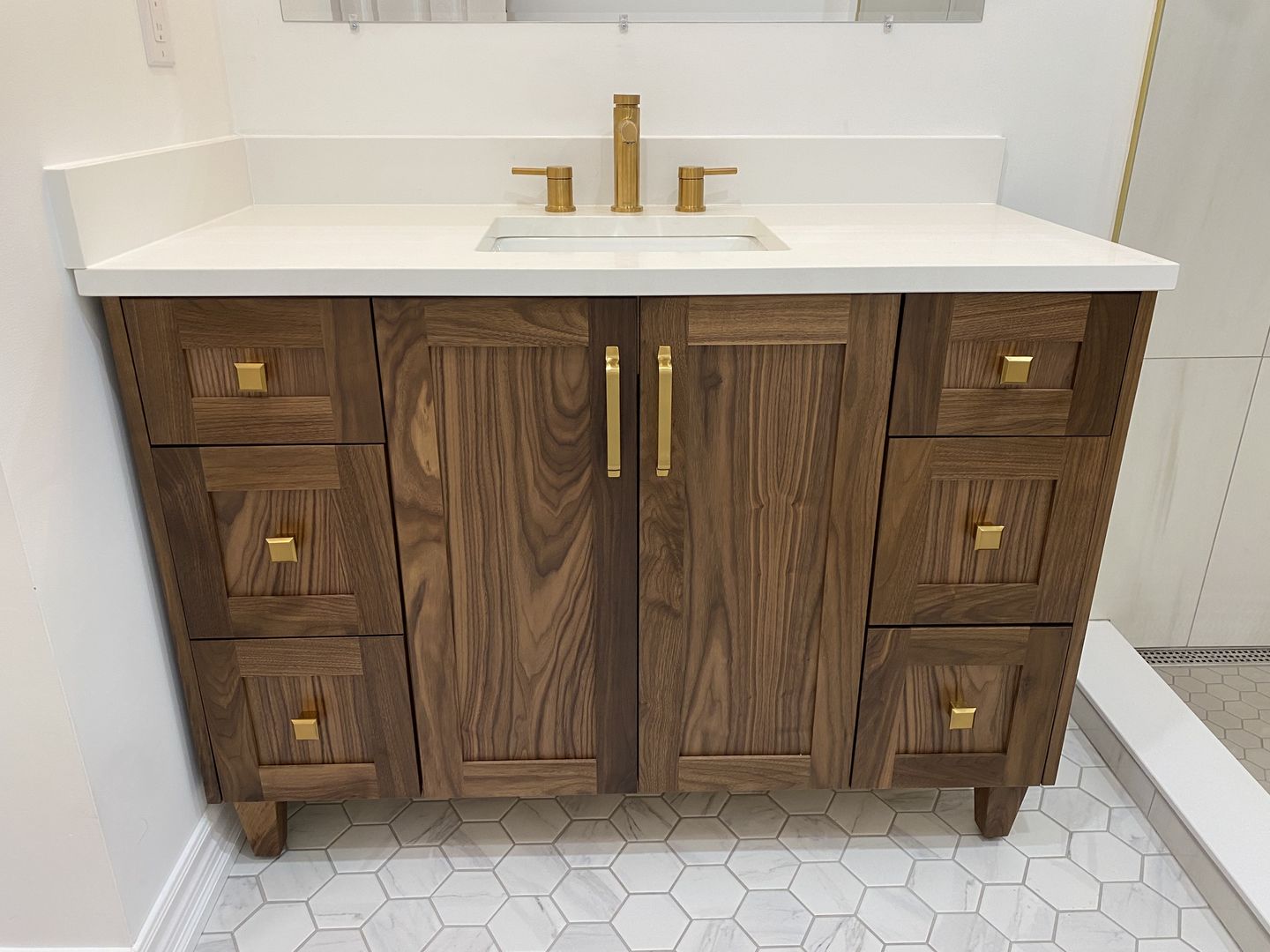Customer photo review of Bridgeport 48" American Black Walnut Bathroom Vanity