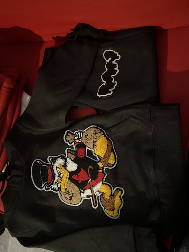 Customer photo review of Kids Secure The Bag Chenille Hoodie and RAW Drip Black Chenille Jogger Set