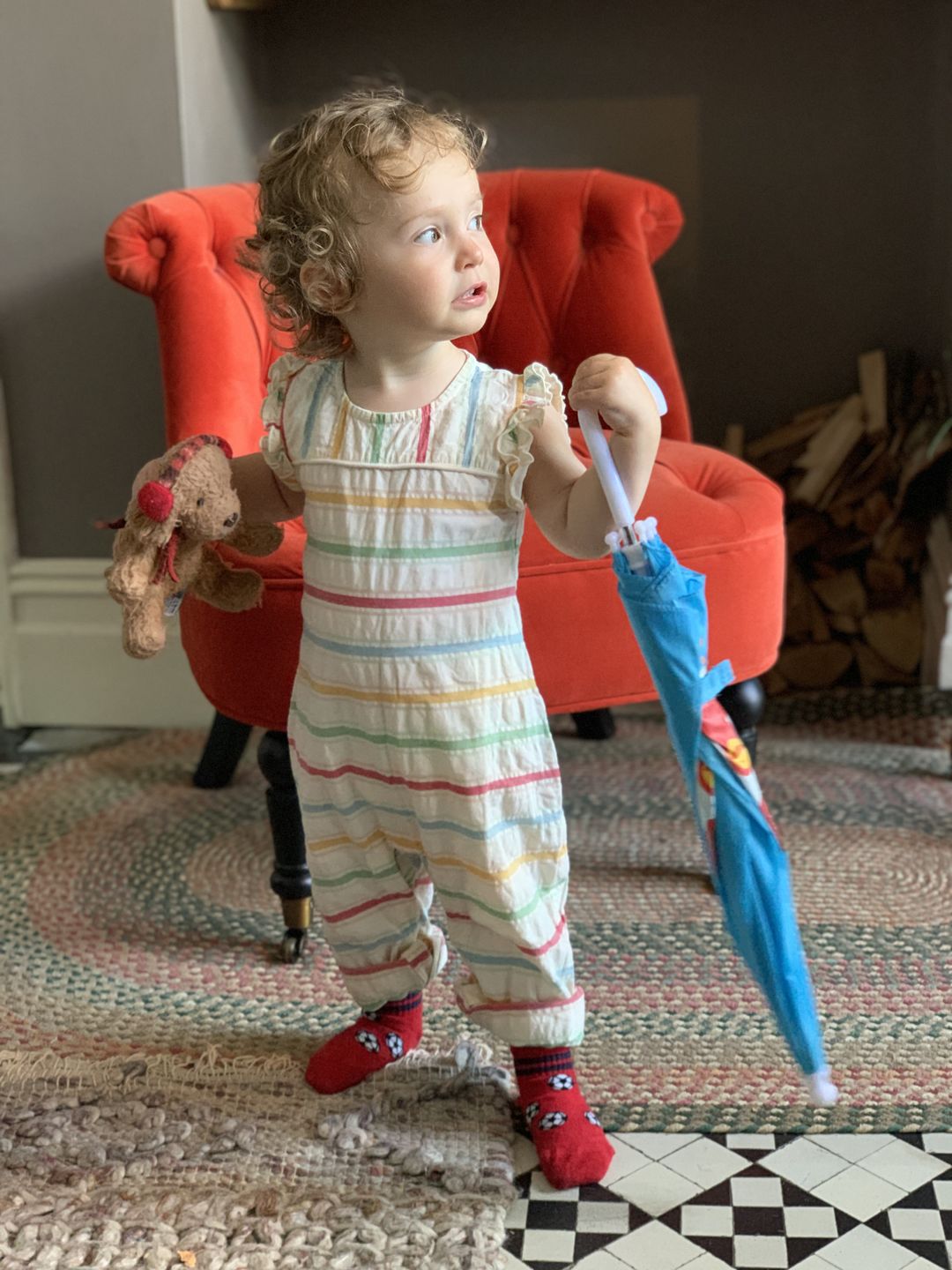 Customer photo review of Rainbow Striped Organic Summer Romper