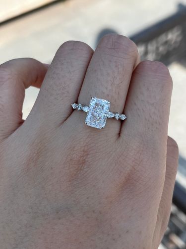 Customer photo review of S925 Sparkle 3.5Ct Radiant Cut Engagement Ring For Women In Sterling Silver
