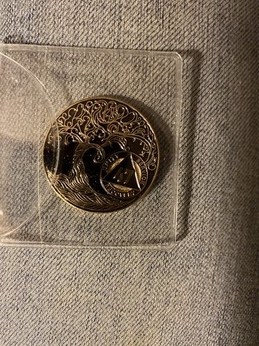 Customer photo review of 1 to 65 Year Sobriety Mint Twisted Tree of Life Gold Plated AA Recovery Medallion/Chip/Coin - Black