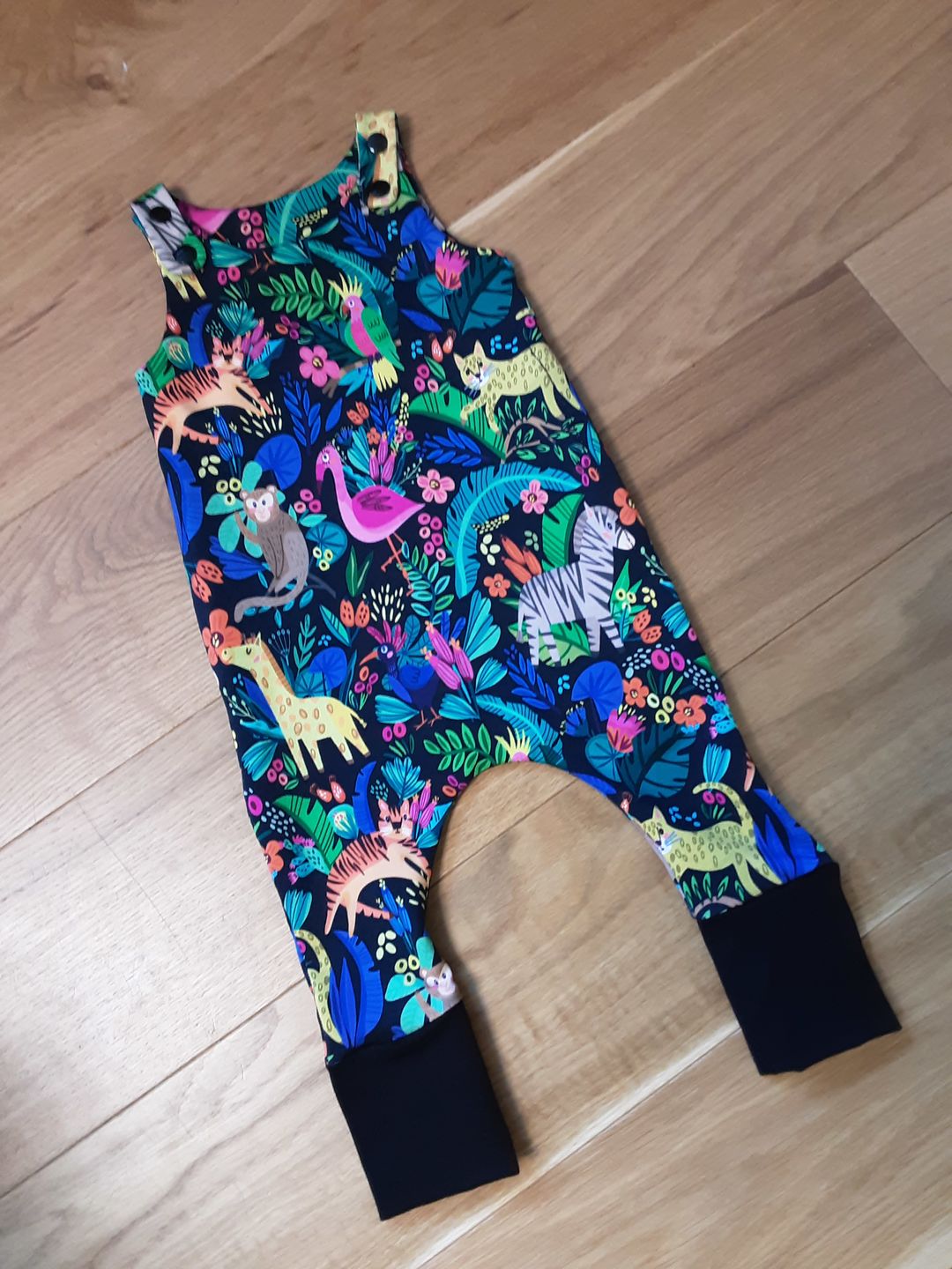 Customer photo review of Animal Jungle on Black French Terry Fabric