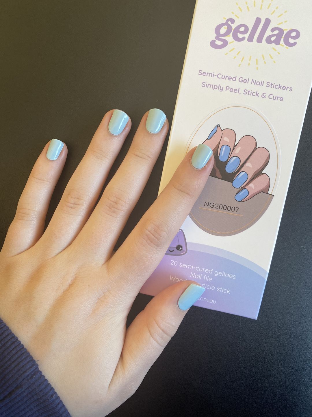Customer photo review of Gel Nail Sticker Starter Kit (FREE UV Lamp With 2 Or More Gel Nail Stickers)