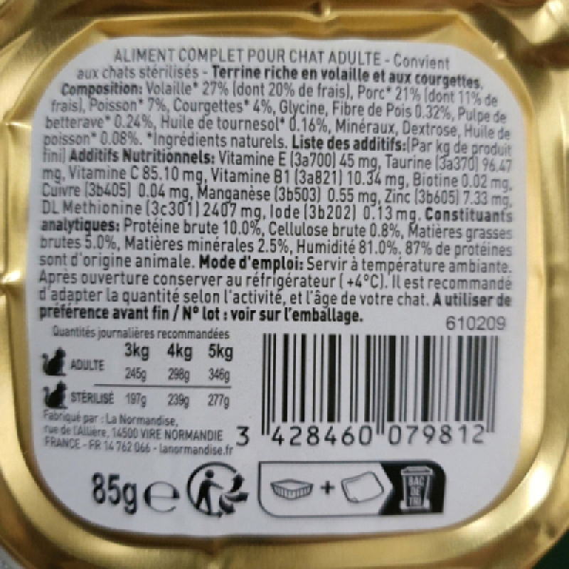 Customer photo review of Pâtées riches en volaille & aux courgettes (chat stérilisé et chat adulte)