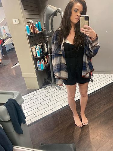 Customer photo review of Moresoo Virgin Brazilian Tape In Hair Extension Darkest Brown Straight Hair (#2)