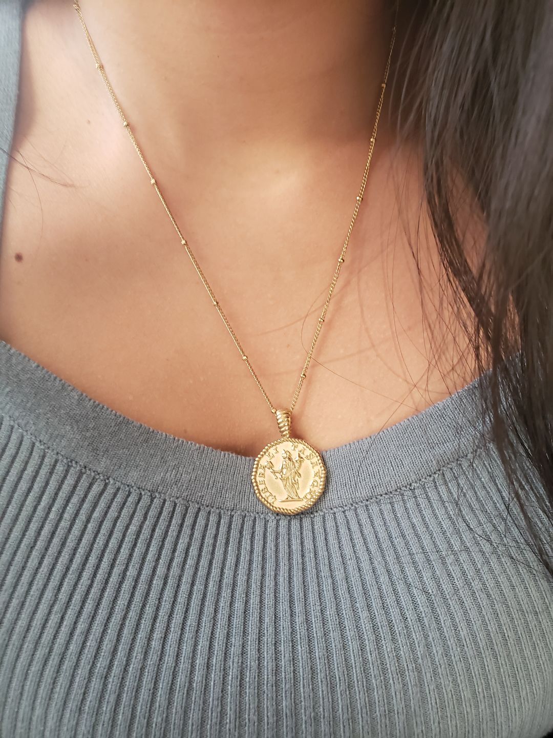 Customer photo review of Athena Coin Necklace