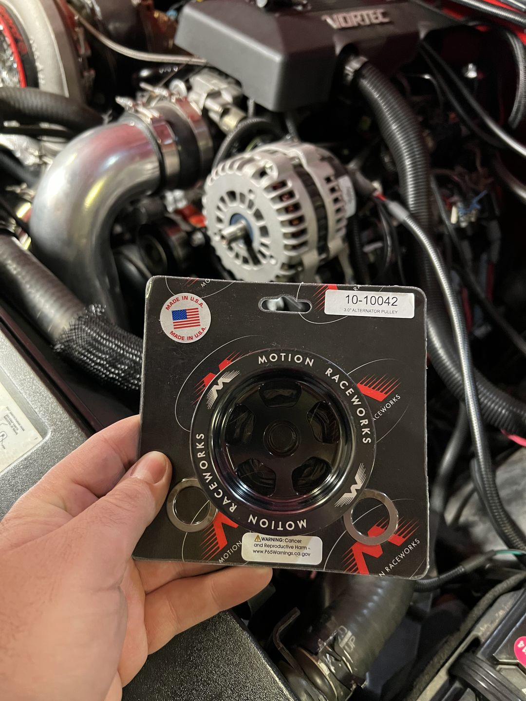 Customer photo review of LS 3" OD Billet Overdrive Alternator Pulley 6 Rib 10-10042
